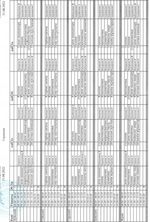 Сабақ кестесі 2022-2023
