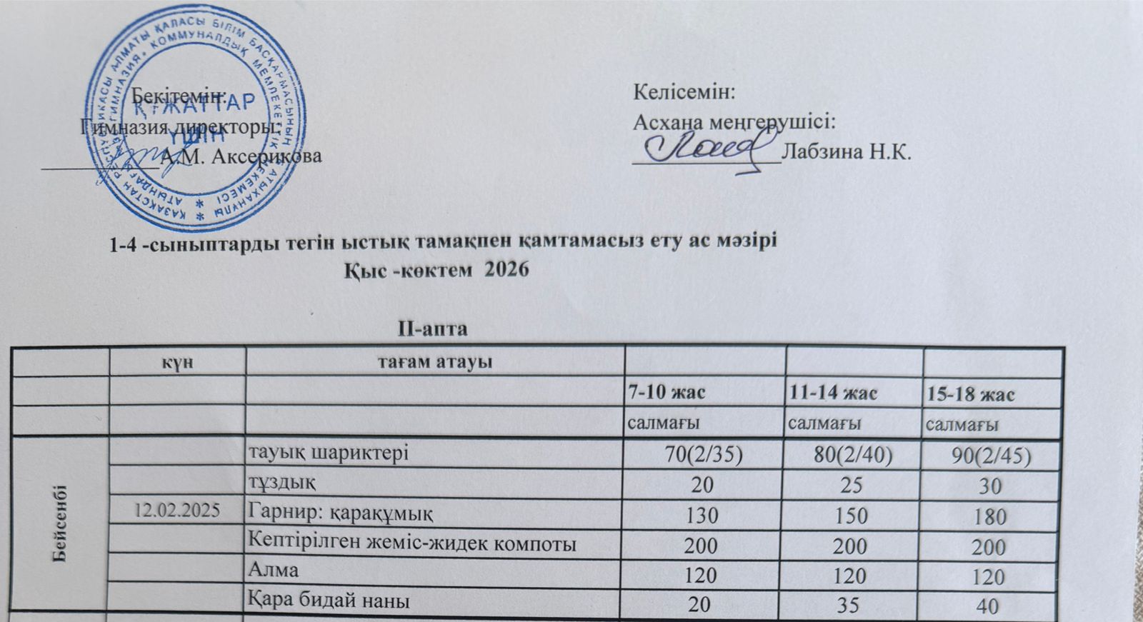 Меню 2025-2026