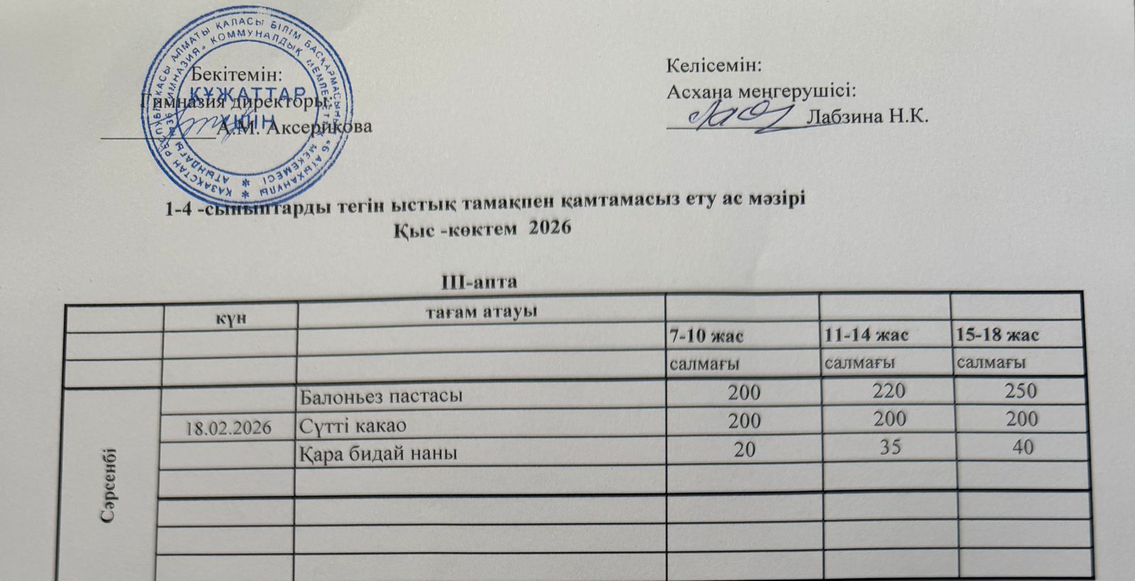 Меню 2025-2026