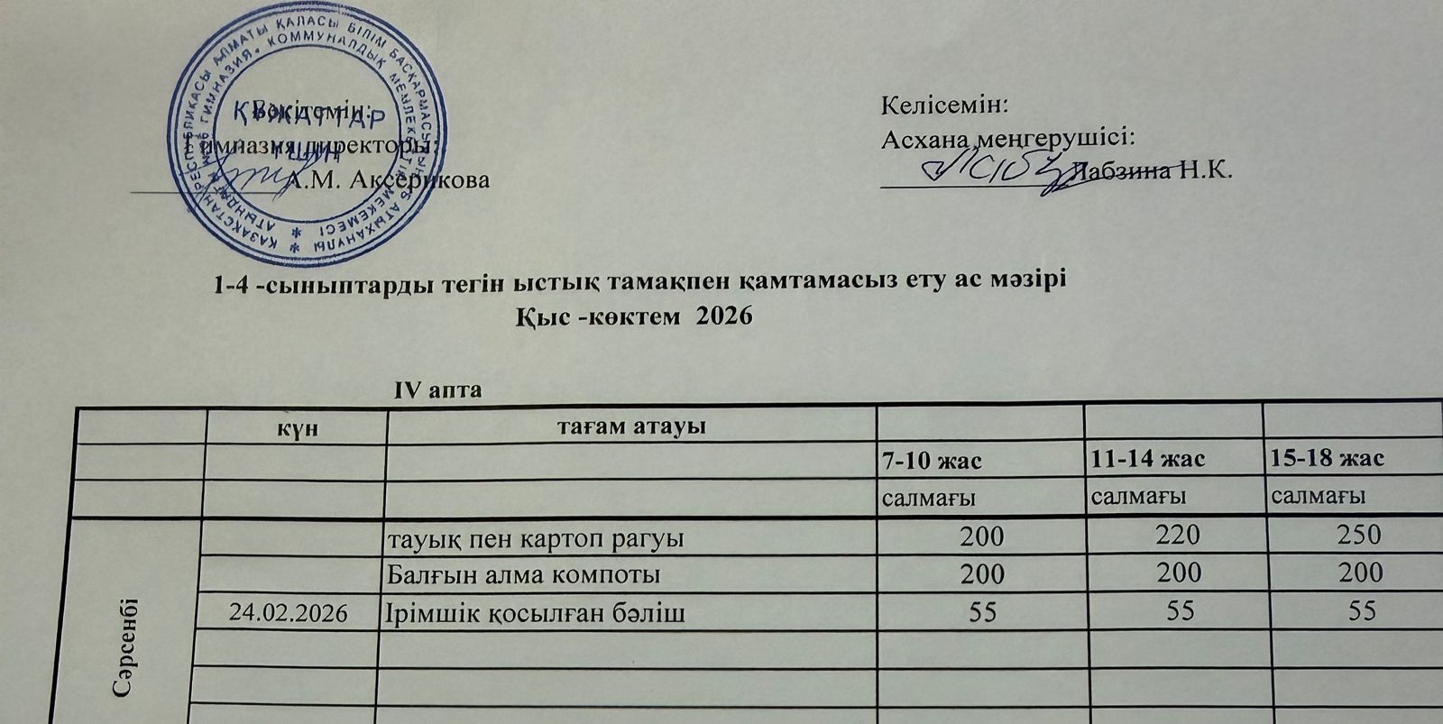 Меню 2025-2026