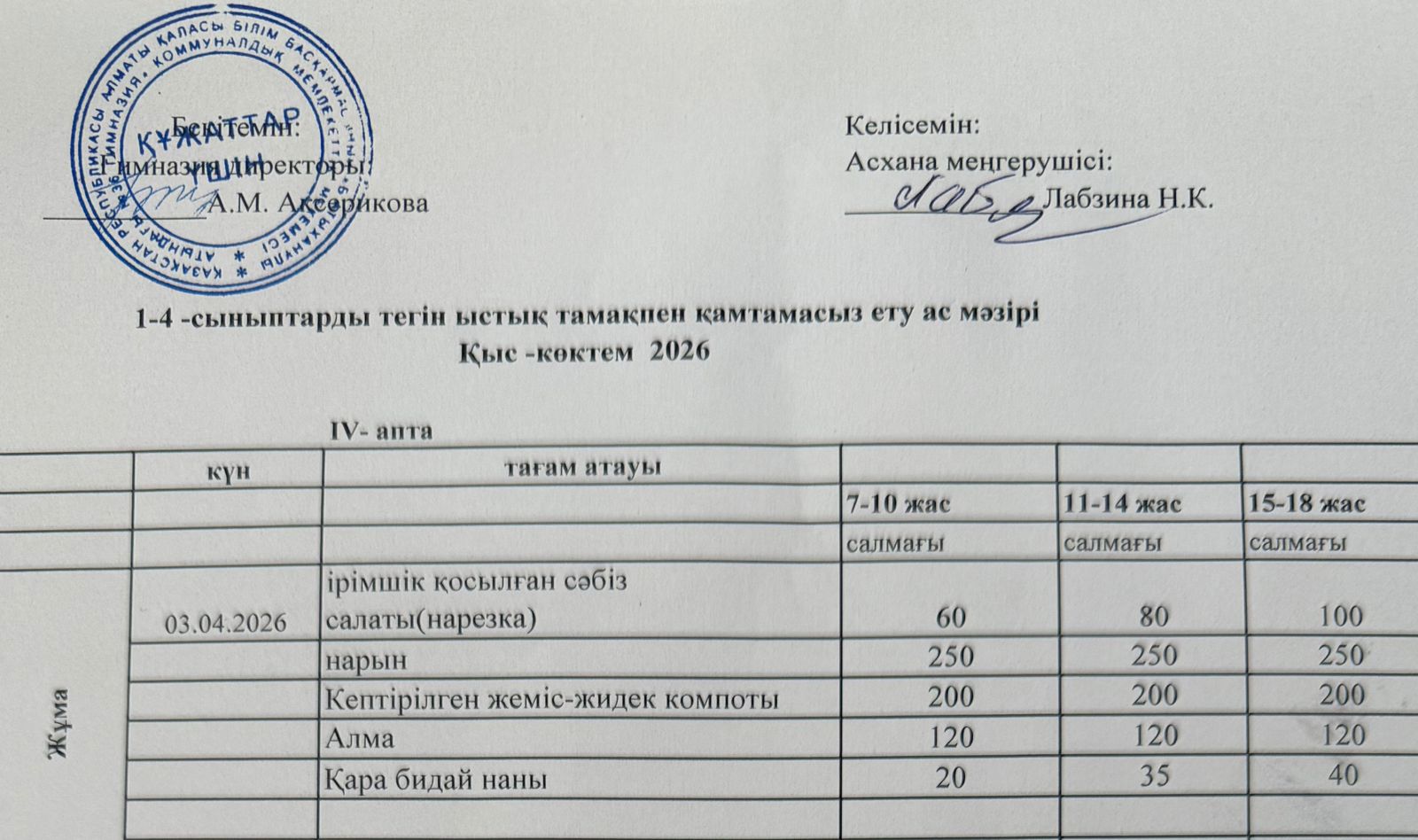 Меню 2025-2026