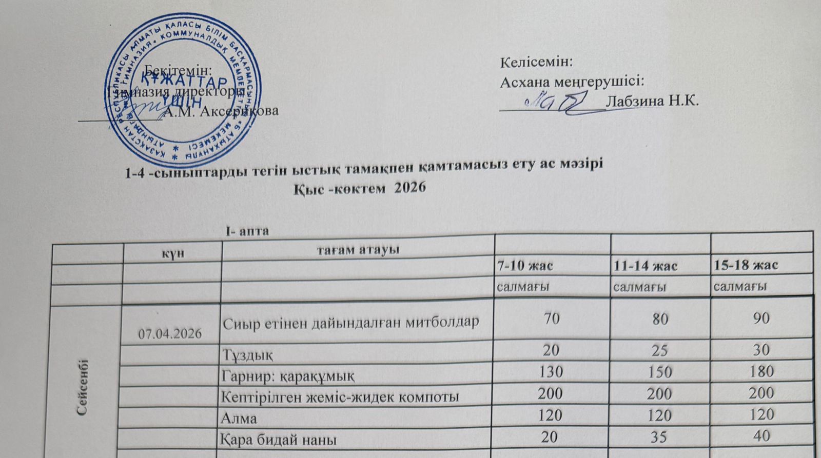 Меню 2025-2026
