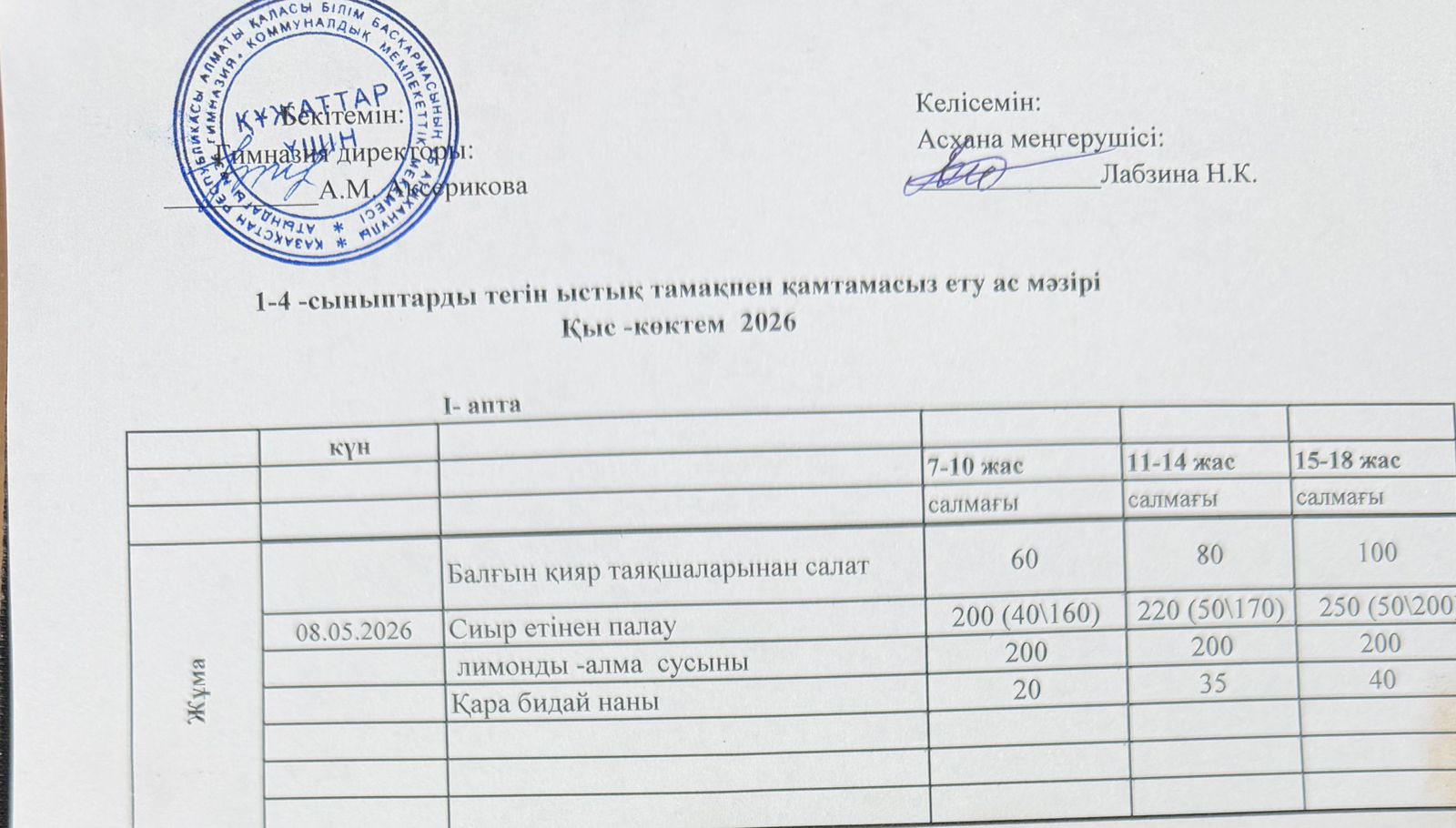 Меню 2025-2026